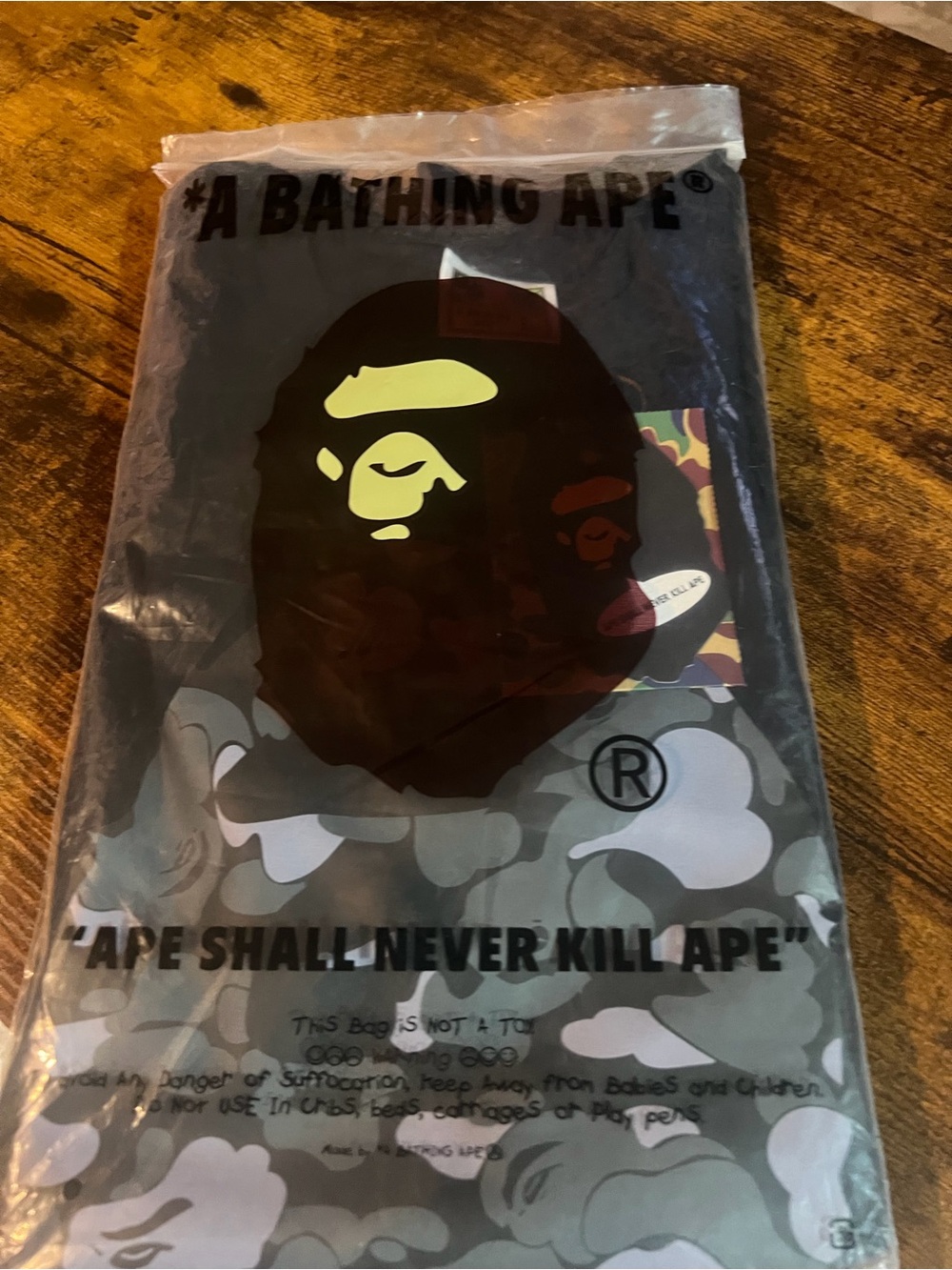 Bape Black Short Sleeve Tee with Ape Head Graphic